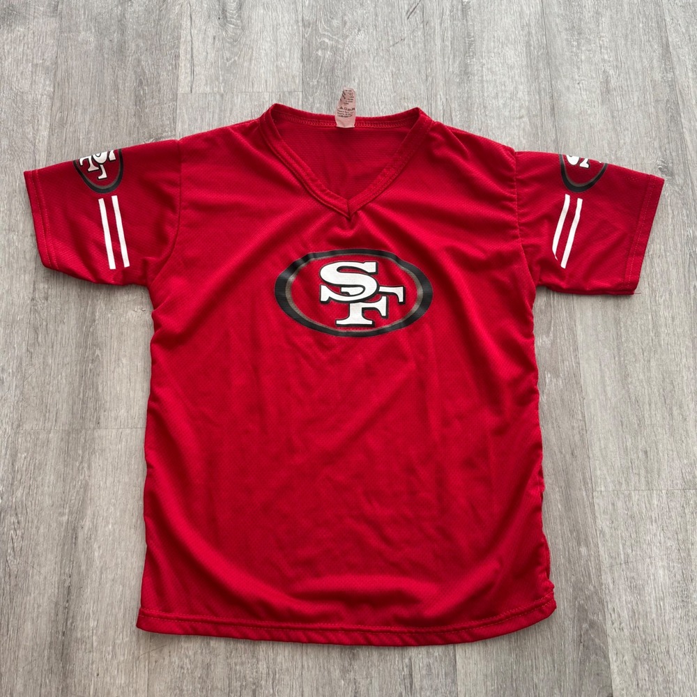 Vintage San Francisco 49ers Youth Jersey Red Mesh V-Neck Size Medium SF Logo